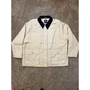 ZARA Padded Barn Jacket With Corduroy Collar Vanilla Harrington Size XL